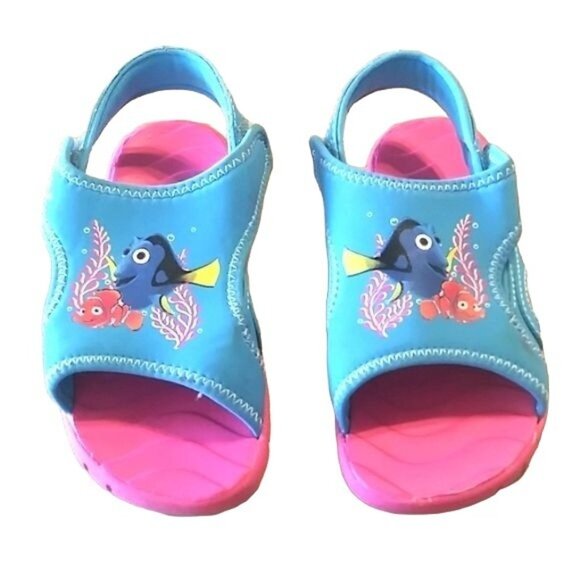 Disney Finding Dory Kids Open Toe Sandals Blue Pink Size 10 - Picture 2 of 8